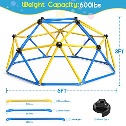 Climbing Dome Jungle Gym 6ft Outdoor Playset Kids Playground Equipment - color: Black Climbing Grips