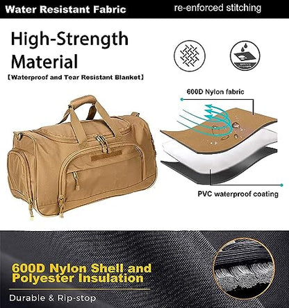 HYKING Gym Bag for Women & Men Tactical Duffle Military Weekender Work Out Lightweight Waterproof Sports Tote Shoe Pocket Tan - color: Tan
