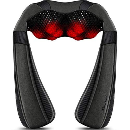 Mirakel Shiatsu Neck & Back Massager with Heat - Deep Tissue Neck, Back & Shoulder Pain Relief - Ergonomic Design Shoulder Massager, Electric Kneading Whole Body Massage Pillow Gifts for Women, Men - color: Gun Gray Green