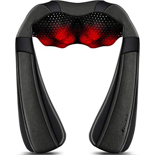 Mirakel Shiatsu Neck & Back Massager with Heat - Deep Tissue Neck, Back & Shoulder Pain Relief - Ergonomic Design Shoulder Massager, Electric Kneading Whole Body Massage Pillow Gifts for Women, Men - color: Gun Gray Green
