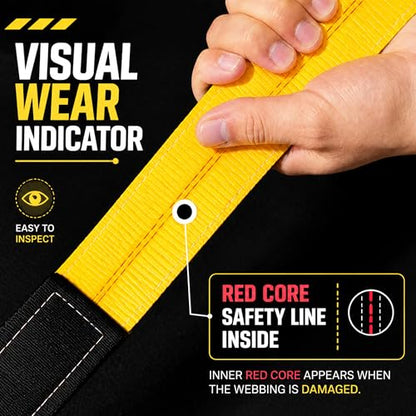 4-Pack 2" x6.5ft Lift Sling Web Straps Heavy Duty Polyester | 13,000lbs capacity. Feature abrasion resistant wear guard ends. Ideal for lifting furniture, appliances & heavy loads. - style: 4pk 2in x 6.5 ft