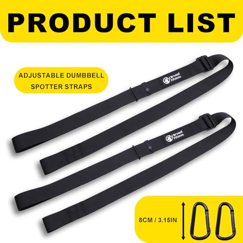 Dumbbell Spotter Straps with Safety Locking Buckle, Adjustable Height Hanging Straps for Chest Bench Press, Heavy Duty Barbell Rack Attachment for Home Gym Solo Training, Prevents Accidental Drops