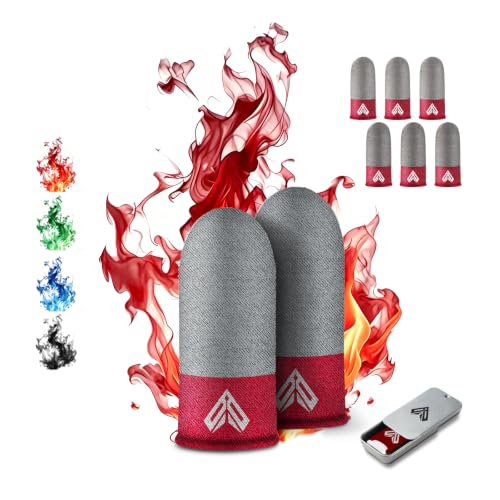 6PCS Gaming Finger Sleeves. 0.29MM Silver Fiber, Anti Sweat, Extremely Thin,Breathable Touchscreen dedales Gamer Finger Cover Thumb Sleeve Fit Phone Game Tablet Devices. (Red) - color: Red