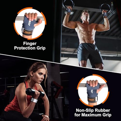 Weight Lifting Wrist Strap for Men & Women, 1 Pair | Double Layer Leather, For Deadlift and Powerlifting, Adjustable Neoprene Padded Wrist Wraps - color: Grey