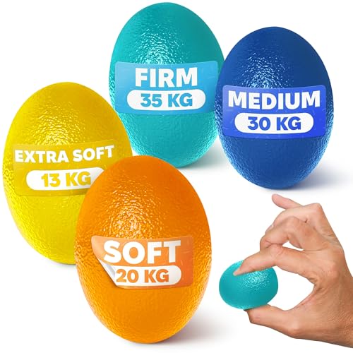 4 Pcs Squeeze Balls for Hand Therapy with 4 Resistance Levels | Set of 4 Hand Exercise Balls for Arthritis, Finger Workout, Thermoplastic Rubber, Portable, Pleasant to Touch & Lightweight