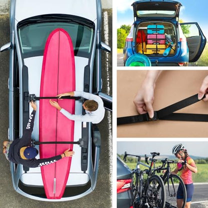 Tie Down Straps, Lashing Straps Nylon Webbing, Cam Buckle Adjustable Heavy Duty Belts for Luggage, Suitcase Packing, Cargo Freight (01# Black - 2 Packs, 16.4 FT) - color: 01# Black - 2 Packs, size: 1" x 16.4'