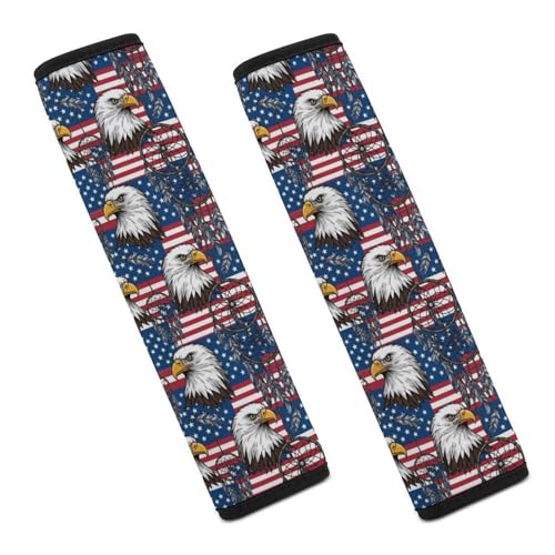 2 Pack American Flag Native Bald Eagle Dream Catcher Car Seat Straps Shoulder Pads Soft Padded Shoulder Harness Cover for Adult Use, Stroller Pushchair High Chair, Pressure Relief - color: Pattern 1