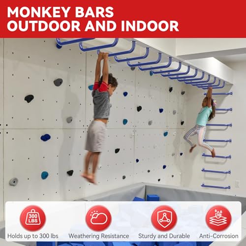 17.3 Inch Playground Handles Monkey Bars Indoor | Metal Grab Handle Hand Grips for Treehouse (Dark Blue, 6 Pack) - color: Dark Blue