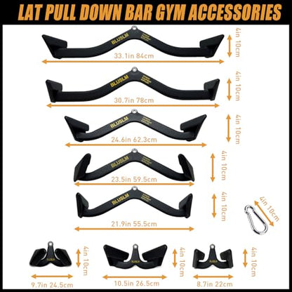 BLUSLM Lat Pull Down Bar T bar Row Attachment, V Bar Tricep Lat Pulldown Attachments, Back Strength Training Bar for Home Gym Exercise Cable Machine Attachments - color: Black 8 PIECES