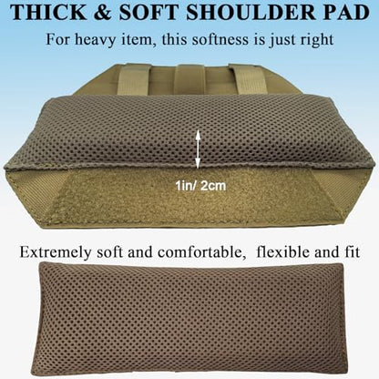 Ultra Thick Shoulder Strap Pad 2 Pack, Heavy Load Backpack Strap Pads, High Elasticity Tactical Bag Shoulder Pads - color: 2PCS-Brown