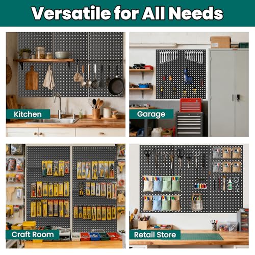 EVERHANGER Metal Pegboard Panels 24" x 12", Heavy Duty Steel Peg Boards for Garage, Pegboard Wall Organizer for Tool Storage and Organization, Black, 6 Pack - size: 6 Pack 24" x 12"