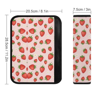 2PCS Strawberry Fruit Pattern Cute Pink Car Seat Straps Shoulder Pads Soft Padded Seat Belt Cushion for Adult Use, Car Seats Pushchair Strollers High Chair Pushchair, Anti-Slip Pad - color: Pattern 413