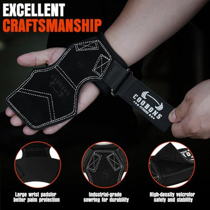 Weight Lifting Wrist Straps, Gym Straps Weight Lifting for Deadlift and Powerlifting, Double Layer Leather Wrist Wraps with Padded Cushion Wrist Loop, Weightlifting Grips for Men and Women - color: Black