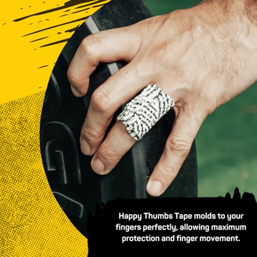 Happy Thumbs Tape - Gym & Hook Grip Tape - Thumb & Finger Protection - for Cross Training, Weightlifting, Gymnastics & More - Stretchy Adhesive Athletic Weightlifting Tape - 24 ft Long 3 Pack - color: Fire