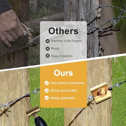 200 Pcs 2'' Fence Staples, Reusable Fasteners with Wire Fixer, Nails for Wire Mesh and Woven Fencing, Quickly Install Screws with Cordless Drill - size: 200PCS