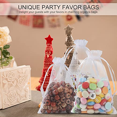 ANZNKU 50PCS Organza Bags 5 x 7, White Small Gift Mesh Bags Drawstring Bulk | Sheer Goodie Pouches for Wedding Candy Party Favors Baby Bridal Shower&Halloween, Jewelry Treats Sachet Soap Makeup Gift Wrap - color: White
