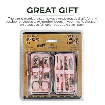 Rivers Edge Products Rivers Edge Products 7-Piece Nail Manicure Kit, Stainless Steel, Pink Camo - style: 7-piece Pink Camo