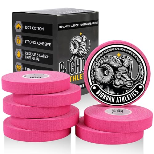 Bighorn Athletics Finger Tape 0.5-Inch x 45-Feet, 8 Rolls, Pink | For Jiu Jitsu, Rock Climbing, Volleyball, Football, Hands, Toes, Sports & Injuries | Residue-Free - color: Pink, size: 0.5-Inch