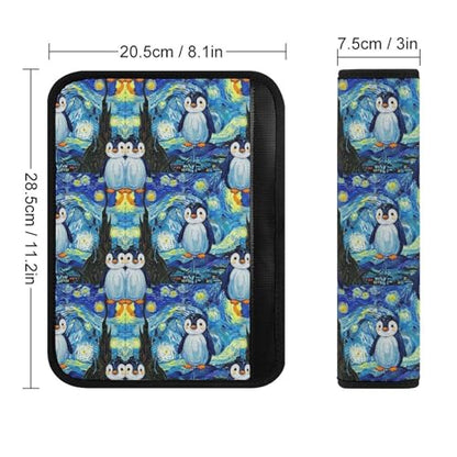 2 Pack Penguin Starry Night Car Seat Belt Pad Universal Soft and Comfortable Harness Pads Strap for Adult Use, Most Cars, Easy Install (No Tool) - color: Pattern 31
