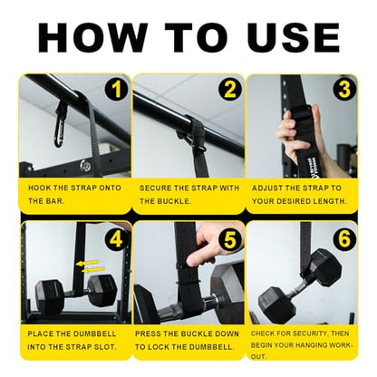 Dumbbell Spotter Straps with Safety Locking Buckle, Adjustable Height Hanging Straps for Chest Bench Press, Heavy Duty Barbell Rack Attachment for Home Gym Solo Training, Prevents Accidental Drops