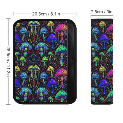 2 Pack Universal Soft and Comfortable Car Seat Belt Pad for Girls and Boys, Stroller Pushchair High Chair, Mushroom Plaid Purple Shoulder Protector - color: Pattern 220