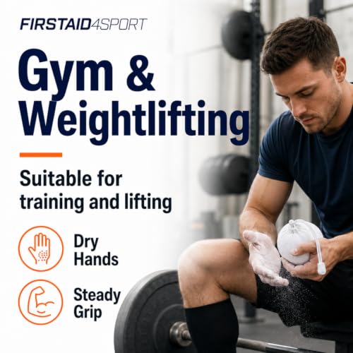 Firstaid4sport Chalk Ball 60g - Magnesium Carbonate Grip Chalk for Gym, Weightlifting, Bouldering & Rock Climbing - Low Mess Hand Grip Powder Ball