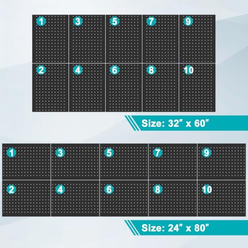 PBHEPJ Peg Board, 10 Pack Metal Pegboard Panels with 76 Pcs Hooks and Baskets, Heavy Duty Peg Board Wall Organizer for Walls Home, Garage Tool Storage, Office Organization, Black
