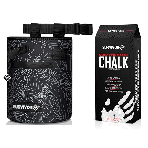 SURVIVOR Chalk Bag + 370g Ultra Fine Climbing Chalk Powder Bundle