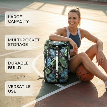 Gym Duffle Bag Backpack with Shoe Compartment,4 ways Travel Backpack for Women and Men,Multi-Functional Weekender bag with Waterproof Layer&Laptop Compartment for Fitness, Travel,Camping - color: Bronze