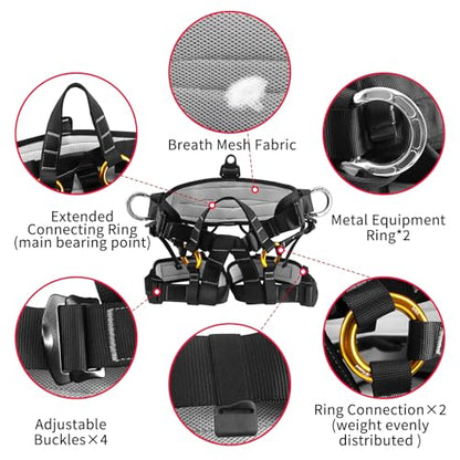 NewDoar Climbing Harness, Mountaineering Rock Climbing Harness, Half Body Harness for Rappelling Fire Rescuing Tree Climbing - color: Tree Climbing