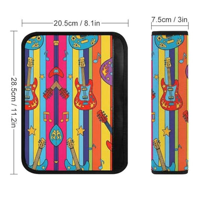 Universal Fit Seat Belt Cover for Adult Use, Stroller Pushchair High Chair, 2PCS Colorful Guitar Music Musical Instruments Harness Pads Strap Shock Absorption - color: Pattern 1004