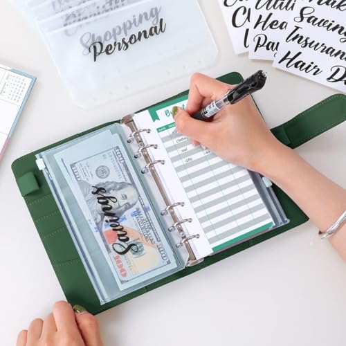 SKYDUE Budget Binder, Money Saving Binder with Zipper Envelopes, Cash Envelopes and Expense Budget Sheets for Budgeting (DarkGreen) - color: Darkgreen