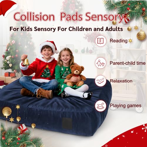 WOUDY Crash Mats for Kids Sensory, Sensory Pads for Autistic Children,Soft Foam Landing Zone, Soft, High-Density Foam Landing Zone Provides Safe Sensory, with Washable Cover - size: 3FT blue
