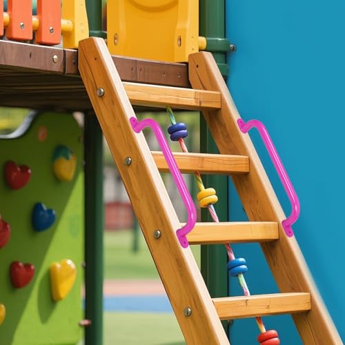 17 Inch Pink Playground Handles Indoor Kids Monkey Bars Ladders 2Pcs | Heavy Duty Solid Metal, Vibrant Color Smooth Glossy Powder Coating, Comfy Secure Grips for Playset Swing Set Climbing Frame - color: Pink - 2 Pack