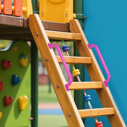 17 Inch Pink Playground Handles Indoor Kids Monkey Bars Ladders 2Pcs | Heavy Duty Solid Metal, Vibrant Color Smooth Glossy Powder Coating, Comfy Secure Grips for Playset Swing Set Climbing Frame - color: Pink - 2 Pack