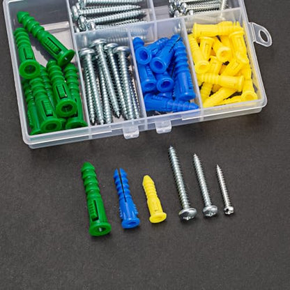 70 Pcs Drywall Screws and Anchors, Drywall Anchors and Screws Kit, Heavy Duty Concrete Screw Set with Wall Anchor Set for Plasterboard Masonry Concrete Brick Cement Walls Picture Hanging Set