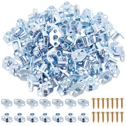 120 Pack 3/8"-16 Screw-in T-Nuts for Climbing Holds with 240 Screws, Industrial 2-Hole Tee Nuts for Climbing Wall, Removable & Reusable Zinc-Plated Steel T Nuts for 3/4" Plywood or Thicker