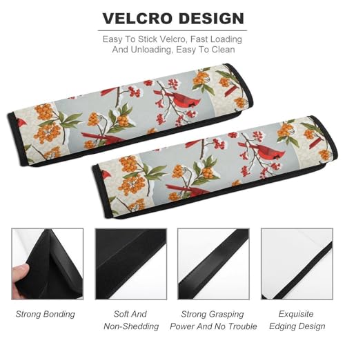 2 Pack Red Bird Cardinal Art Car Seat Belt Pad Breathable Shoulder Harness Cover for Adult Use, Stroller Pushchair High Chair, Pressure Relief - color: Pattern 832