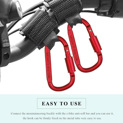 2PCS Hook for Hanging Helmet Goggle Headsets Bags, Heavy Duty Carabiner Clip, Adjustable Strap Hook for Scooter (Red) - color: Red
