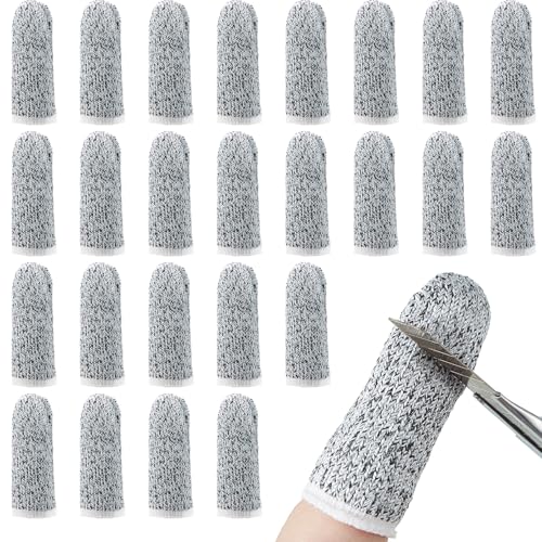 Honoson 60 Pcs Cut Resistant Finger Cots, Reusable Finger Guards, Durable Non Slip Thumb Protector Sleeve, Breathable Fingertip Covers for Kitchen Garden Sculpture Grinding Work (2.2 Inch)