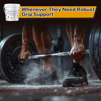 1 LB Loose Gym Chalk Bucket - Premium Powder Chalk with Empty Chalk Bag & Spoon, Multi-Purpose for Weightlifting, Gymnastics, and Workouts