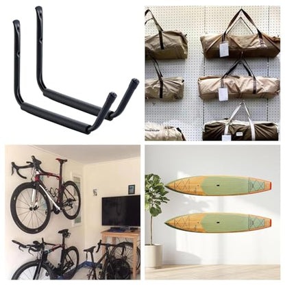 HOME MASTER HARDWARE Heavy Duty 11" Jumbo Garage Wall Hooks 4 Pack – 45 LB Kayak Storage Rack, Wall Mount for Canoe, Bicycle, Ladder & Large Gear - size: 15 in