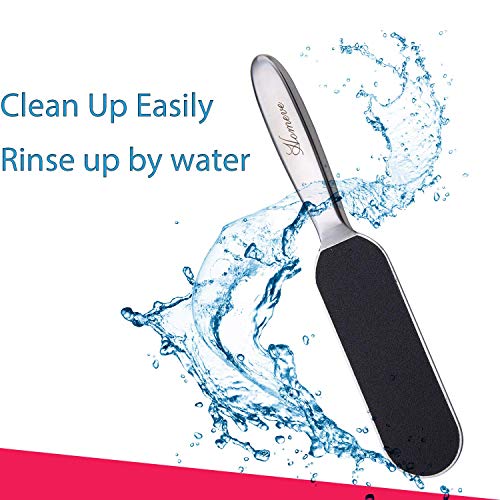 Homeve 2 Pieces Professional Pedicure Foot File - Reusable Stainless Steel Feet Rasp with 20 Replaceable Coarse-Fine Double Side Reusable Pads Cracked Skin Corns Callus Remover - size: 1 Count (Pack of 2)