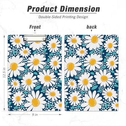 Rimilak Wood Clipboard, 8.5x11 Hardboard Clip Board, Daisy Flower | Fun Design, Cute Custom Pattern, 9 x 12.5 in Letter Size for Classroom, Teachers, Kid, Woman, School & Office Supply - color: Daisy Flower