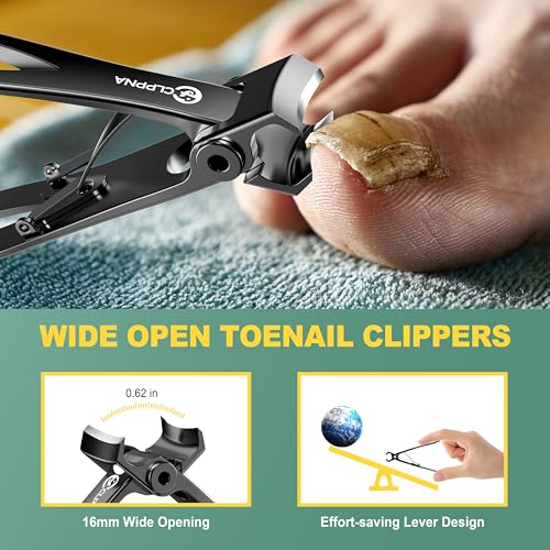 Nail Clippers for Seniors, CLPPNA Wide Jaw Fingernail Clippers and Angled Head Toenail Clippers for Thick Nail, 4 Pack Professional Nail Clippers for Men, Women&Pregnant, Black - style: Black Wide Opening & Angled Head