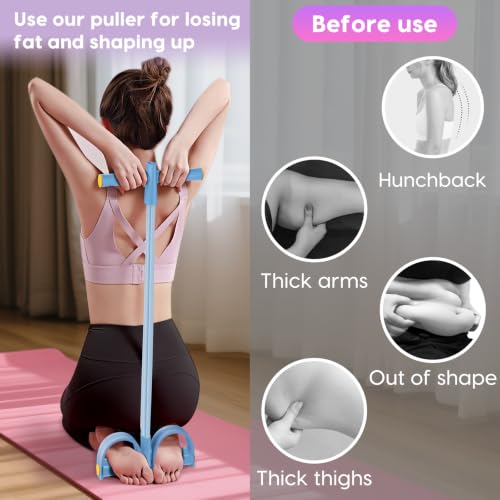 Resistance Bands with Handles, 6-Tube Elastic Pedal Resistance Band for Working Out, Durable Natural Rubber Exercise Bands, Multifunction Exercise Equipment for Abdomen, Waist, Arm, Leg Stretching - color: Full Blue
