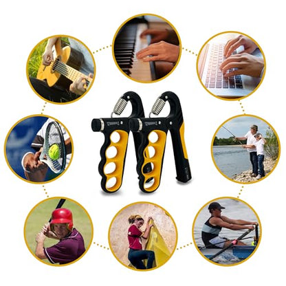 Senston Grip Strength Trainer 2 Pack - Adjustable 11-220Lbs (5-100KG) with Auto Counter, Hand Grip Strengthener, Forearm Exerciser for Athletes, Musicians, Gym, Home, Injury Rehab - color: Orange