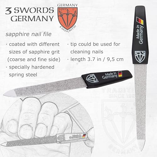 3 Swords Germany – Brand Quality fingernail & toenail Clipper, Manicure, Pedicure Nail Care by with Metal Nail File and case, Black Edition - color: Black