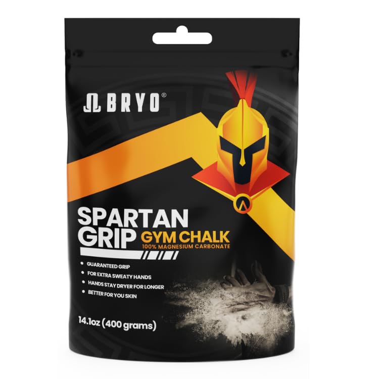 BRYO Spartan Grip Loose Chalk Bag Refill - 14.1oz - Premium Sports Chalk for Enhanced Grip - Ideal for Weightlifting, Climbing, Gymnastics, and More | Loose 14.1 oz sports chalk improves grip for weightlifting, climbing, gymnastics, powerlifting, and trai