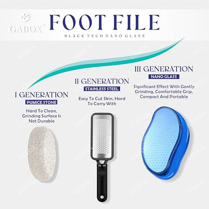 GABOX Nano Glass Pro Foot File, Feet Callus Remover, Dead Skin Exfoliator | Heel & Foot Scrubber, Pedicure SPA Tool for Women & Men, Removedor de Callos en Los Pies, Crystal Blue - style: Crystal Blue